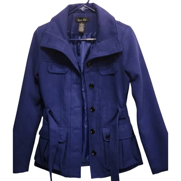 What's Hot Cobalt Blue Wool Blend Peacoat Jacket Size Small - Picture 7 of 7